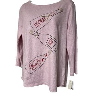 Talbots Women Size Small Shirt Hooray for Rose Wine Pink 3/4 Sleeve Blouse NEW